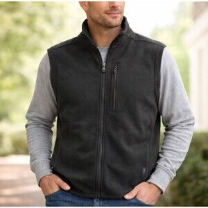 Chaps Vest Mens Large Black Full Zip Preppy Normcore Cabincore Casual NWT